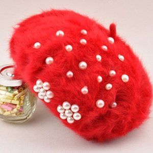 Red Rabbit Fur Soft Warm Hat New
